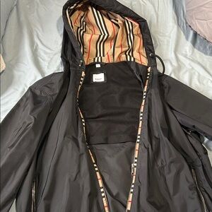Burberry Black Jacket with Iconic Striped Lining
